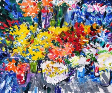 Painting titled "Flowers On A Street…" by Vladimir Shahinyan, Original Artwork