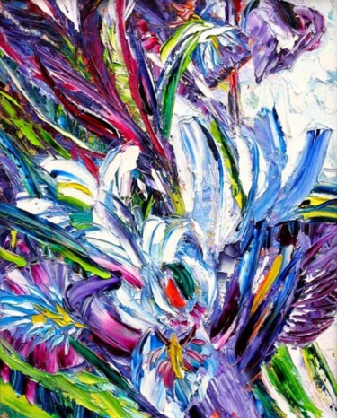 Painting titled "Wild Irises" by Vladimir Shahinyan, Original Artwork
