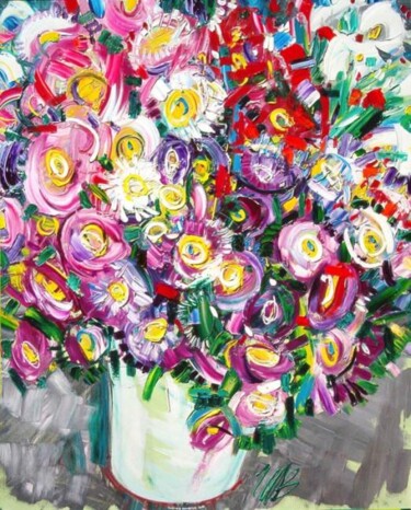 Painting titled "Flowers" by Vladimir Shahinyan, Original Artwork