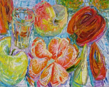 Painting titled "Tangerine, Apples &…" by Vladimir Shahinyan, Original Artwork, Oil
