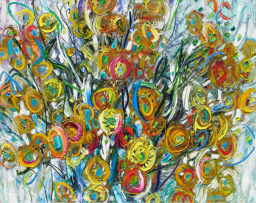 Painting titled "Dutch Chrysanthemums" by Vladimir Shahinyan, Original Artwork, Oil
