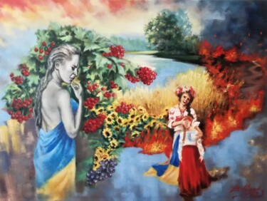 Painting titled "Ой, у лузі червона…" by Vladimir Iudin, Original Artwork, Oil