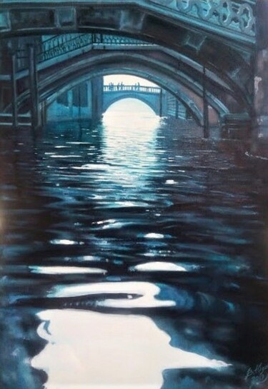 Картина под названием "Венецианские мосты" - Владимир Юдин, Подлинное произведение искусства, Масло
