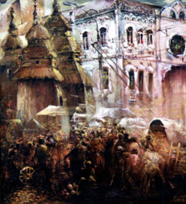 Картина под названием "Мираж на Гетьманской" - Владимир Юдин, Подлинное произведение искусства, Масло