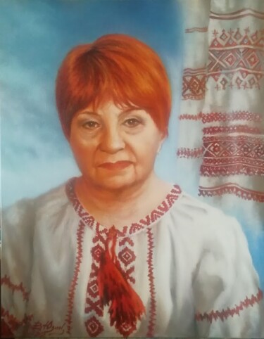 Painting titled "Портрет в вышиванке" by Vladimir Iudin, Original Artwork, Oil