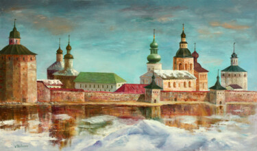 Painting titled "Monastery. Кирилло-…" by Vladimir Volosov, Original Artwork, Oil Mounted on Wood Stretcher frame