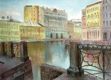 Картина под названием "Moika Embankment" - Vladimir Volosov, Подлинное произведение искусства, Масло Установлен на Деревянна…
