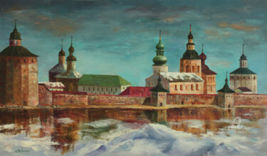 Malerei mit dem Titel "Monastery in Russia…" von Vladimir Volosov, Original-Kunstwerk, Öl Auf Keilrahmen aus Holz montiert