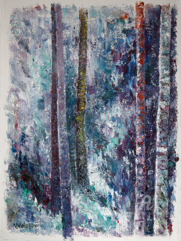 Pintura titulada "Blue forest  #artis…" por Vladimir Volosov, Obra de arte original, Oleo Montado en Bastidor de camilla de…