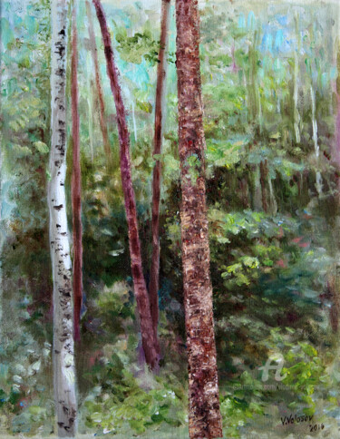 Malarstwo zatytułowany „Лесной этюд Forest…” autorstwa Vladimir Volosov, Oryginalna praca, Olej