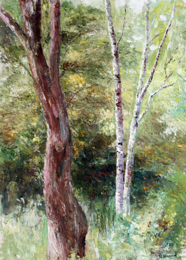 Painting titled "In the forest Thick…" by Vladimir Volosov, Original Artwork, Oil Mounted on Wood Stretcher frame