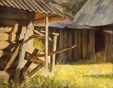 Peinture intitulée "Тепло деревянных ст…" par Vladimir Volosov, Œuvre d'art originale, Huile Monté sur Châssis en bois