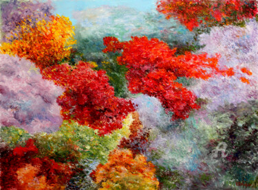 Painting titled "Autumn Palette. Осе…" by Vladimir Volosov, Original Artwork, Oil Mounted on Wood Stretcher frame