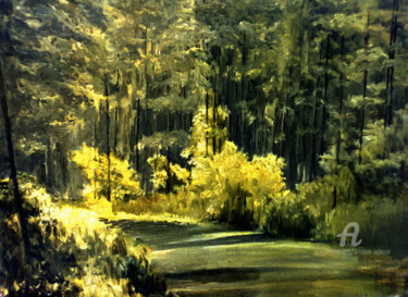 Malerei mit dem Titel "In the Park." von Vladimir Volosov, Original-Kunstwerk, Öl Auf Keilrahmen aus Holz montiert