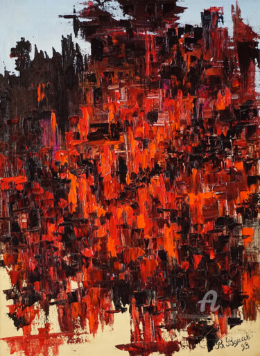 Peinture intitulée "Black and Red." par Vladimir Volosov, Œuvre d'art originale, Huile Monté sur Châssis en bois