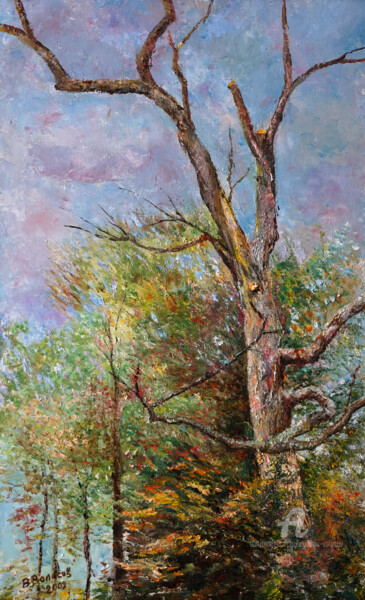 Peinture intitulée "Landscape with old…" par Vladimir Volosov, Œuvre d'art originale, Huile Monté sur Châssis en bois