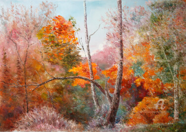 Peinture intitulée "Misty autumn" par Vladimir Volosov, Œuvre d'art originale, Huile Monté sur Châssis en bois