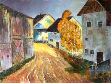 Painting titled "Province.." by Vladimir Volosov, Original Artwork, Oil Mounted on Wood Stretcher frame
