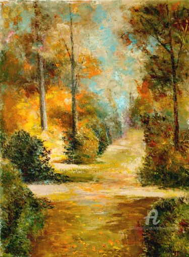 Pintura intitulada "Autumn colors" por Vladimir Volosov, Obras de arte originais, Óleo Montado em Armação em madeira