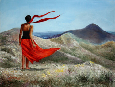 Painting titled "On the wind. На вет…" by Vladimir Volosov, Original Artwork, Oil Mounted on Wood Stretcher frame