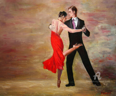 Painting titled "The Dance..." by Vladimir Volosov, Original Artwork, Oil Mounted on Wood Stretcher frame
