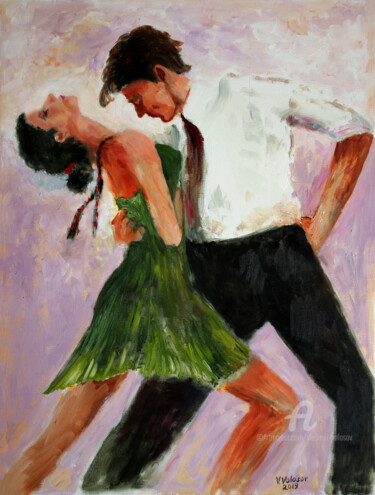 Painting titled "Lovely Dance" by Vladimir Volosov, Original Artwork, Oil Mounted on Wood Stretcher frame