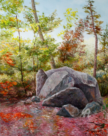 Painting titled "landscape with the…" by Vladimir Volosov, Original Artwork, Oil Mounted on Wood Stretcher frame