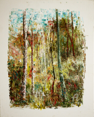 Painting titled "In the thicket.." by Vladimir Volosov, Original Artwork, Oil Mounted on Wood Stretcher frame