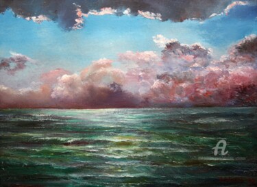 Painting titled "Thunderstorm approa…" by Vladimir Volosov, Original Artwork, Oil Mounted on Wood Stretcher frame