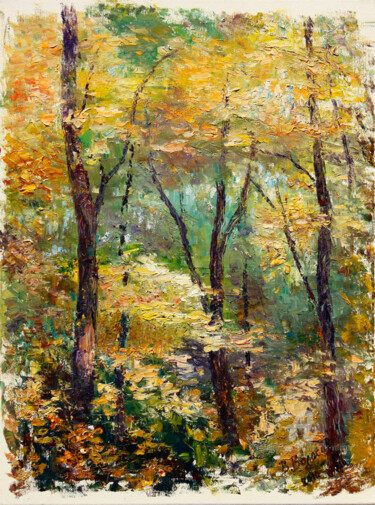 Peinture intitulée "In dense forest." par Vladimir Volosov, Œuvre d'art originale, Huile Monté sur Châssis en bois