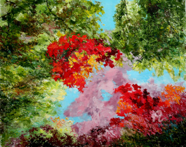 Картина под названием "Golden Autumn color…" - Vladimir Volosov, Подлинное произведение искусства, Масло Установлен на Дерев…