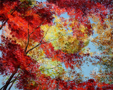 Painting titled "Autumn Palette...." by Vladimir Volosov, Original Artwork, Oil Mounted on Wood Stretcher frame