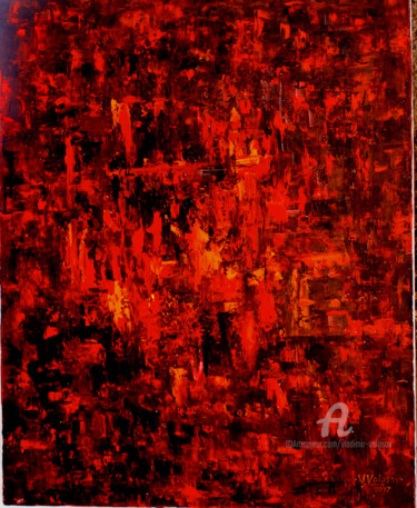 Painting titled "Red and Black." by Vladimir Volosov, Original Artwork, Oil Mounted on Wood Stretcher frame