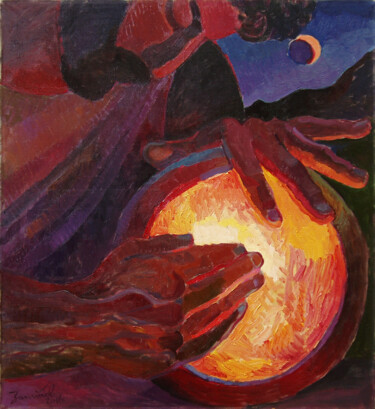 Painting titled "Inside The Rhythm" by Vladimir Zagitov, Original Artwork, Oil Mounted on Wood Stretcher frame