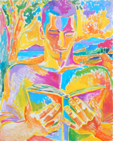 Pittura intitolato "Man and the book" da Vladimir Zagitov, Opera d'arte originale, Acrilico