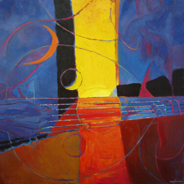 Schilderij getiteld "Waves of strings" door Vladimir Zagitov, Origineel Kunstwerk, Olie