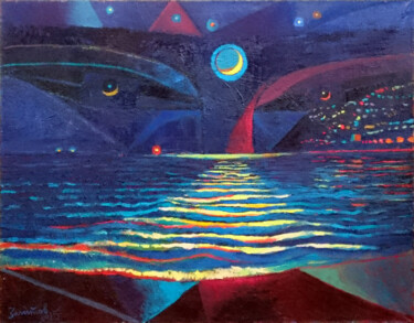 Malerei mit dem Titel "Mystery of Night" von Vladimir Zagitov, Original-Kunstwerk, Öl