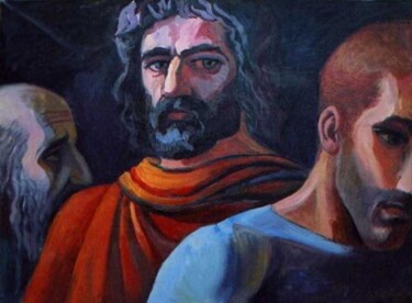 Painting titled "David and Uriah" by Vladimir Zagitov, Original Artwork, Oil