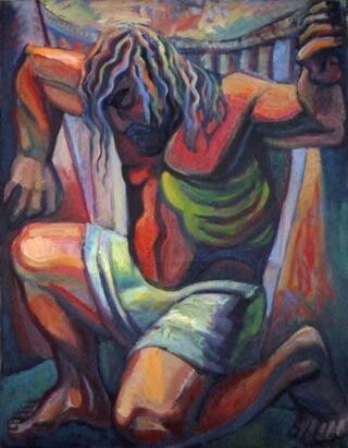 Painting titled "Samson" by Vladimir Zagitov, Original Artwork, Oil