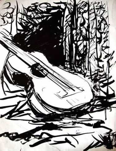 Dessin intitulée "Guitar" par Vladimir Zagitov, Œuvre d'art originale