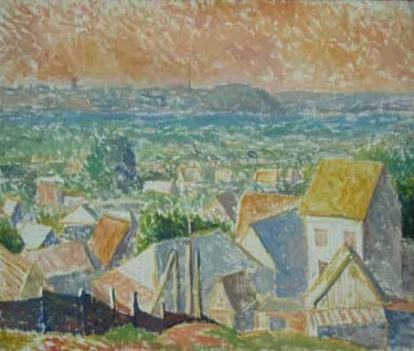 Painting titled "Ufa hills (view fro…" by Vladimir Zagitov, Original Artwork, Oil