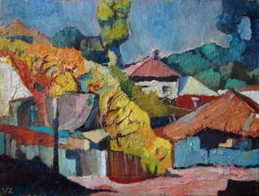 Painting titled "Yellow trees" by Vladimir Zagitov, Original Artwork, Oil