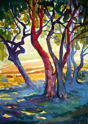 Картина под названием "Trees in shade" - Vladimir Zagitov, Подлинное произведение искусства