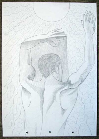 Рисунок под названием "Man and Sun" - Vladimir Zagitov, Подлинное произведение искусства