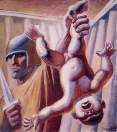 Schilderij getiteld "Solomon Judgement" door Vladimir Zagitov, Origineel Kunstwerk, Olie