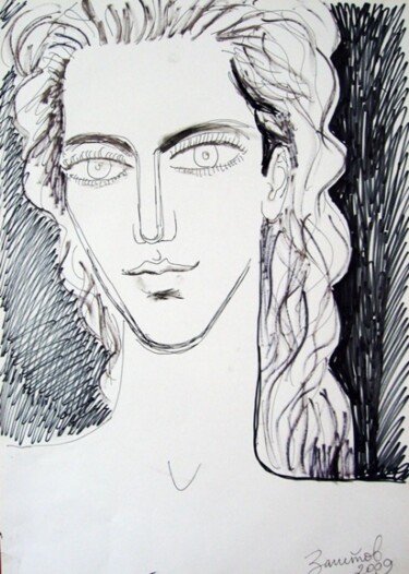 Drawing titled "She" by Vladimir Zagitov, Original Artwork