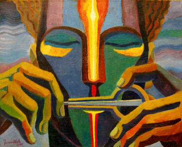 Картина под названием "Vibration Of Consci…" - Vladimir Zagitov, Подлинное произведение искусства, Масло