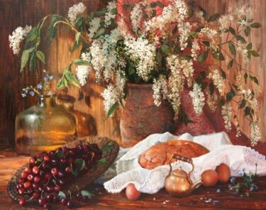 Картина под названием "черешня" - Владимир Жданов, Подлинное произведение искусства, Масло