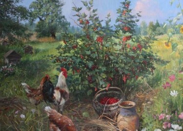 Картина под названием "август" - Владимир Жданов, Подлинное произведение искусства, Масло