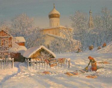 Картина под названием "в Пскове" - Владимир Жданов, Подлинное произведение искусства, Масло